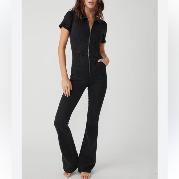 Free People We The Free Jayde Flare Jumpsuit, Black Mamba, X-Small - Picture 15 of 15